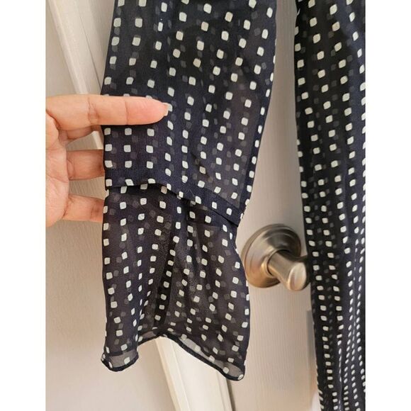 Theory Silk Chiffon Neck Tie Diamond Print Dress 6 - Picture 8 of 10